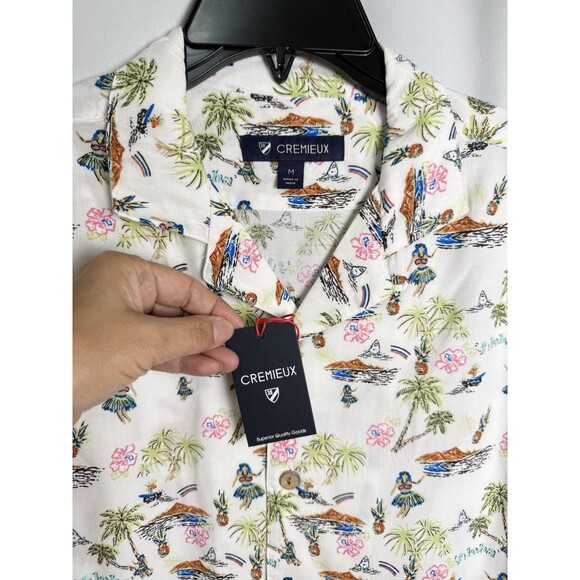 Cremieux Blue Label Hula Girl Print Rayon Short Sleeve Woven Camp Shirt Sz M New - Picture 3 of 8